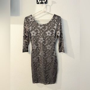 Guess - Lacey Lined Gray Zip Back Dress